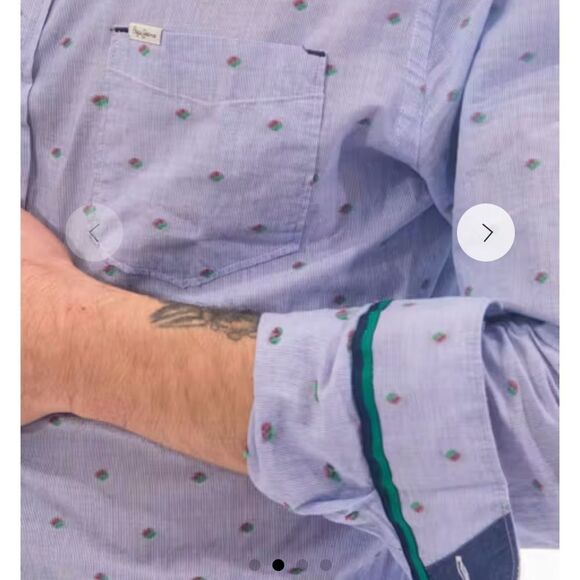 Pepe Jeans Floral Poplin Button Down Shirt - Size Medium - Picture 9 of 10